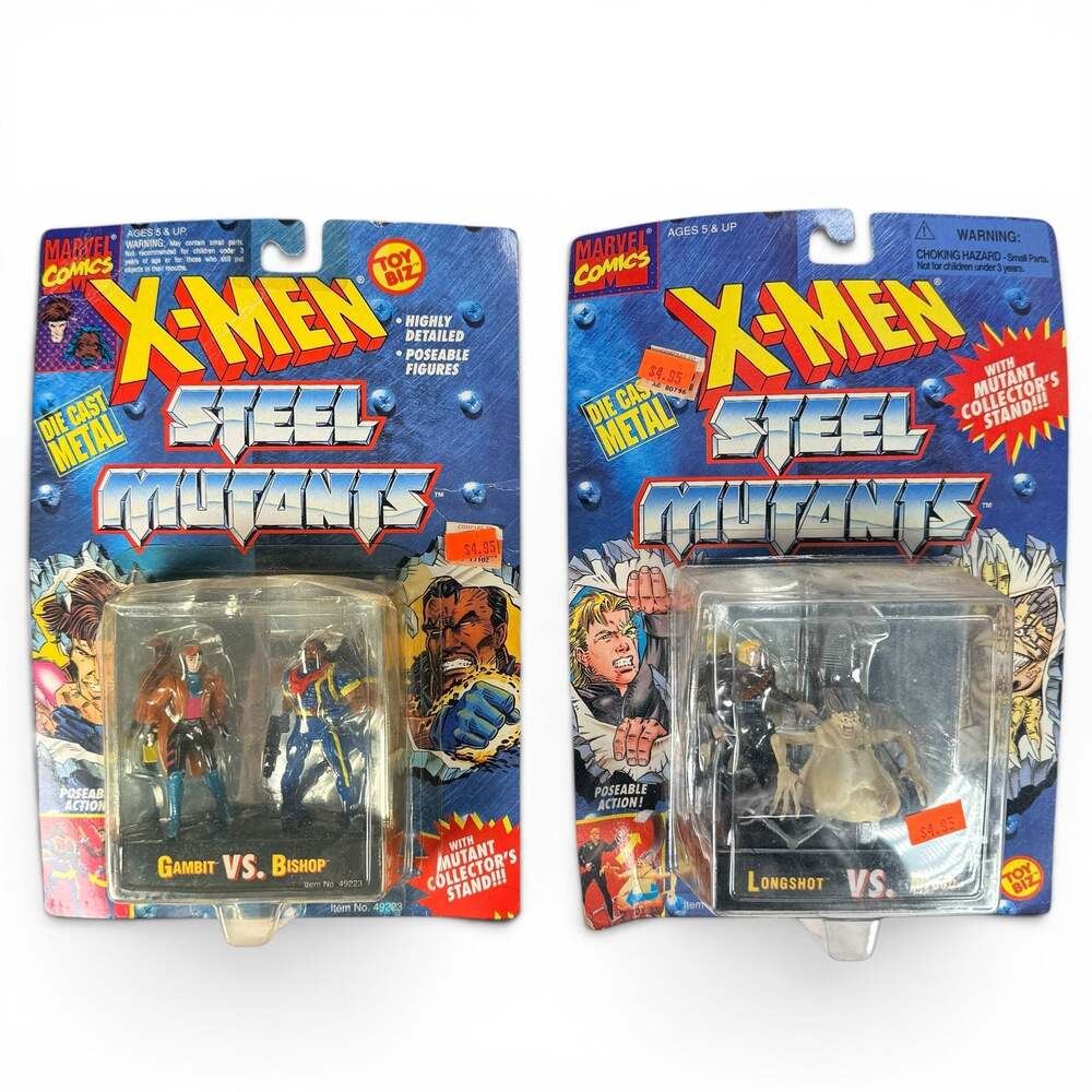 Toy Biz Marvel X-Men Steel Mutants Gambit vs. Bishop and Longshot vs. Mojo Set